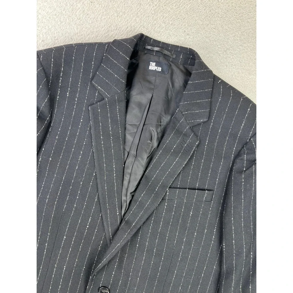 The Kooples Mens 38R Suit Jacket Black Pinstripe Wool Slim Fit HVES25004K NEW